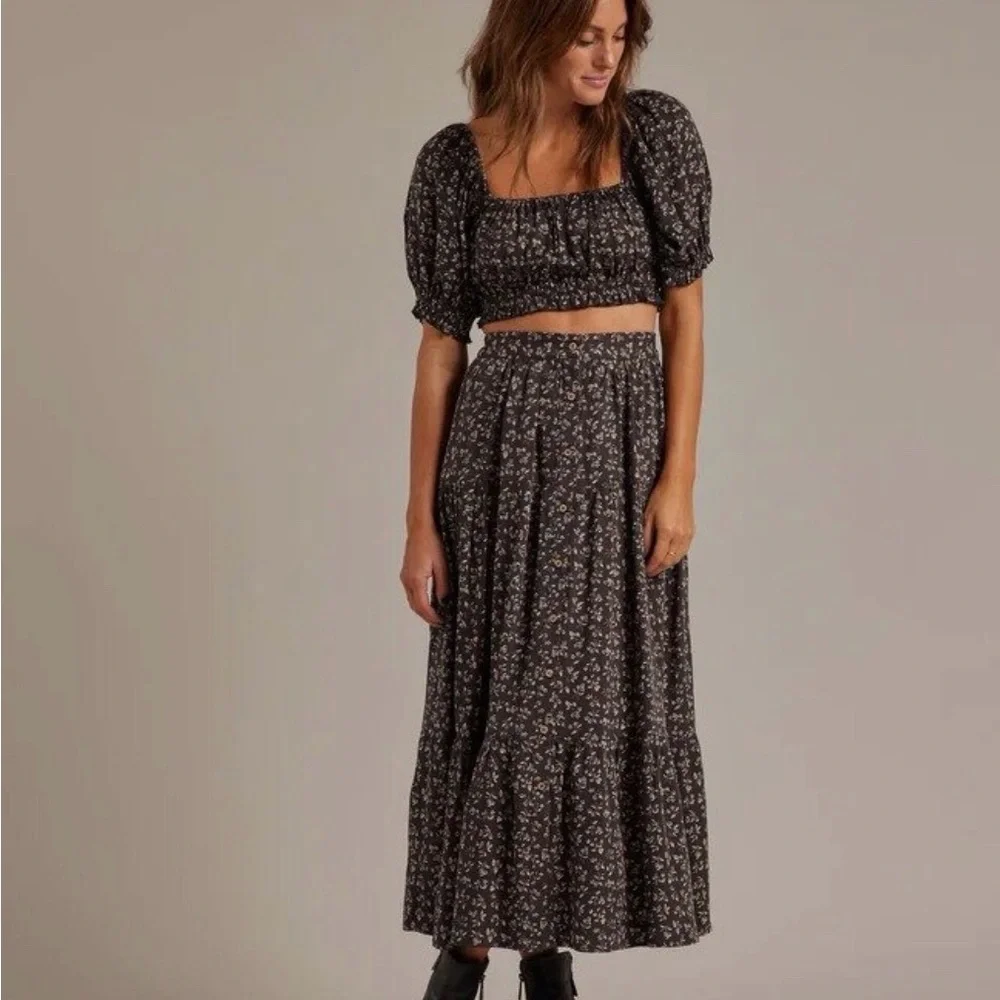Rylee + Cru Black Floral Skirt Set - Picture 1 of 7